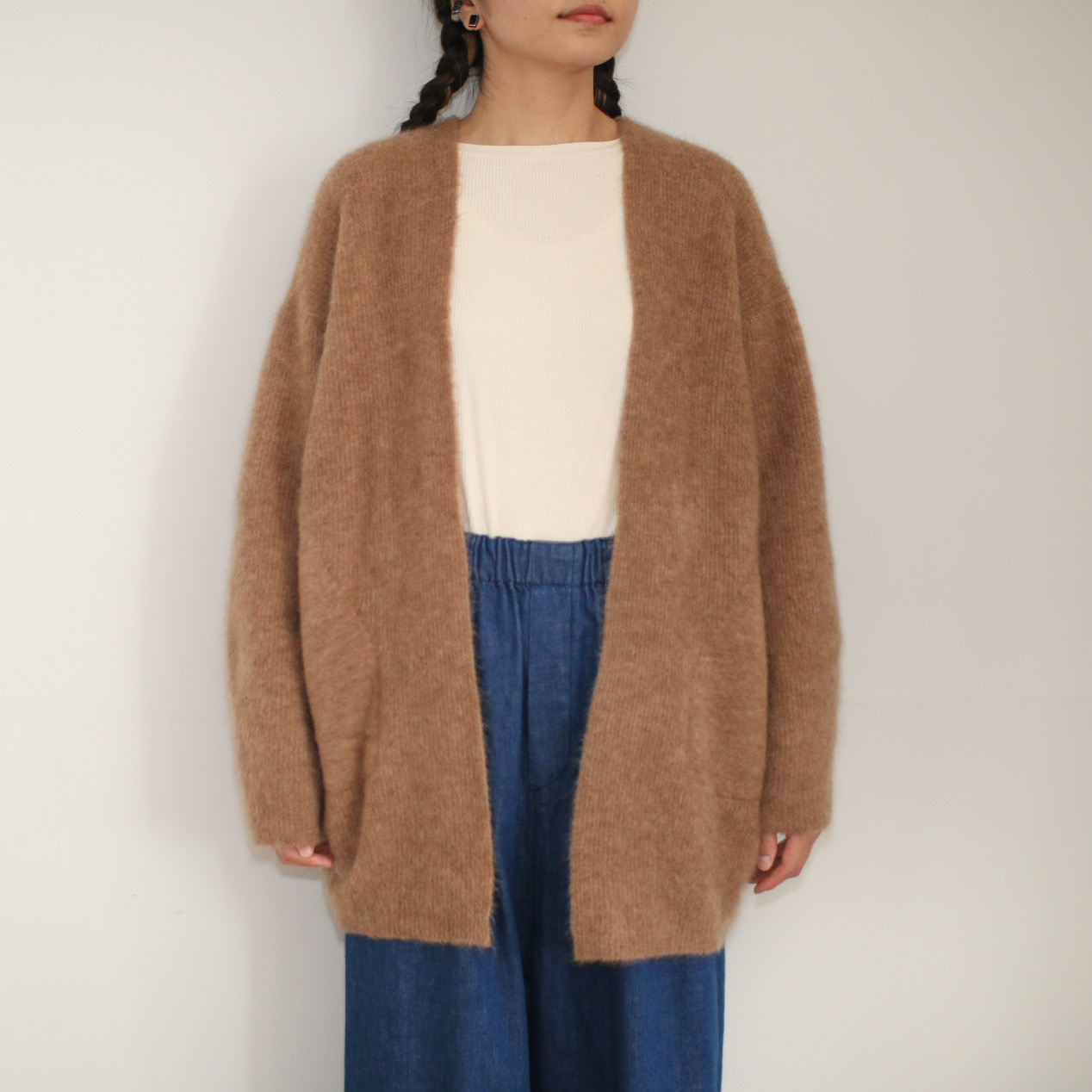 Unfil_stretch superkid mohair cardigan | Fuzzy Clothed